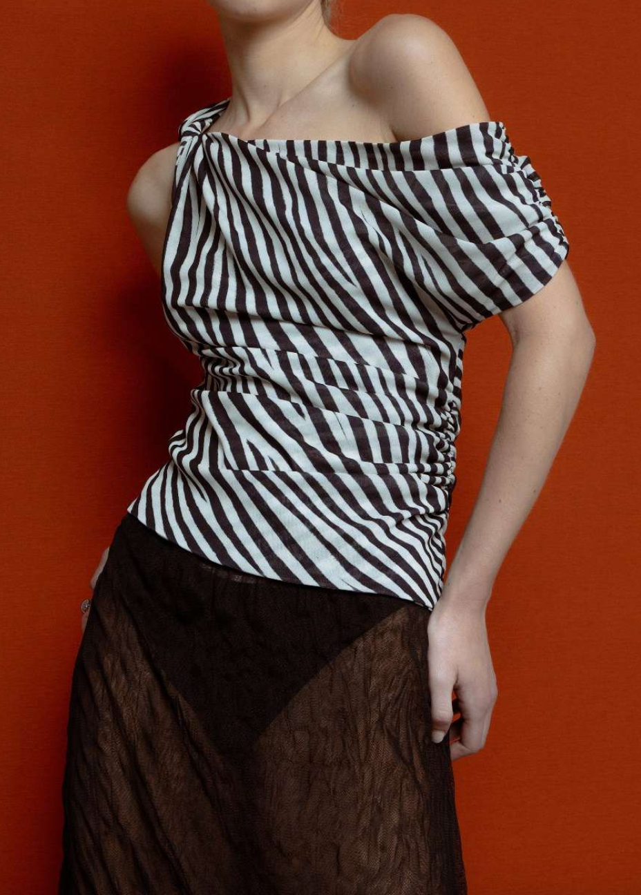 Asymmetric Twist Printed Top