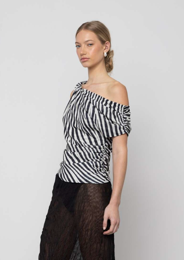 Asymmetric Twist Printed Top