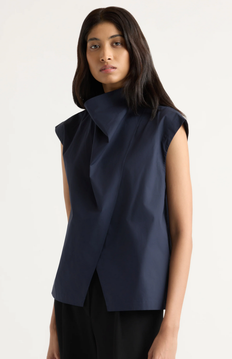 Denilyn Split-front Wrap Poplin Blouse