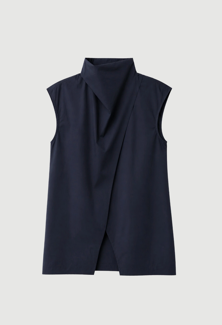 Denilyn Split-front Wrap Poplin Blouse