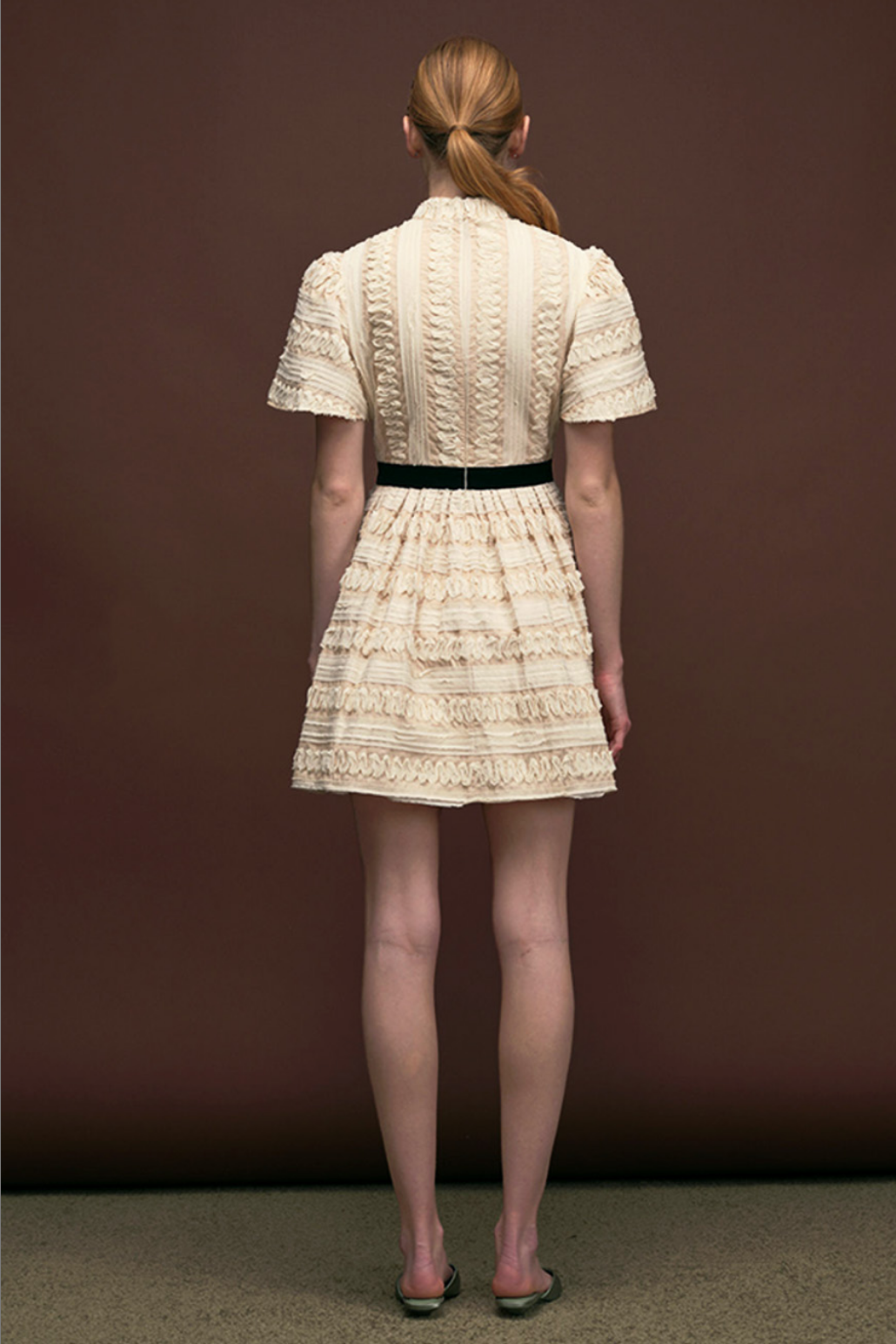 Embroidered Stripe Full Dress