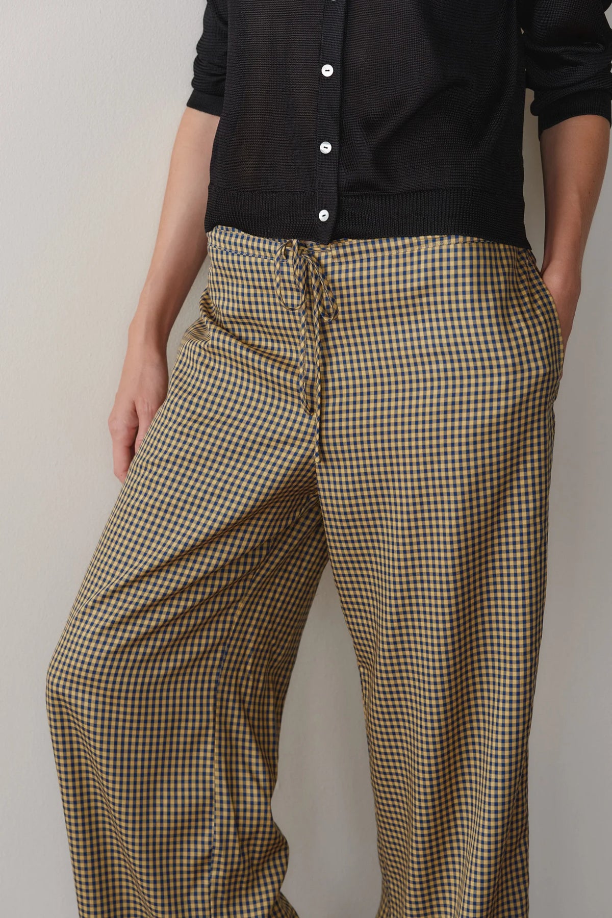 Tencel Plaid Tie Pant