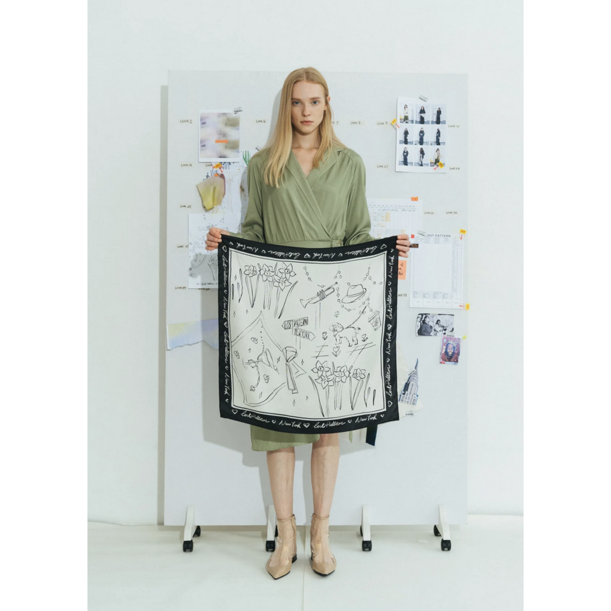 New York in Sketches Silk Scarf