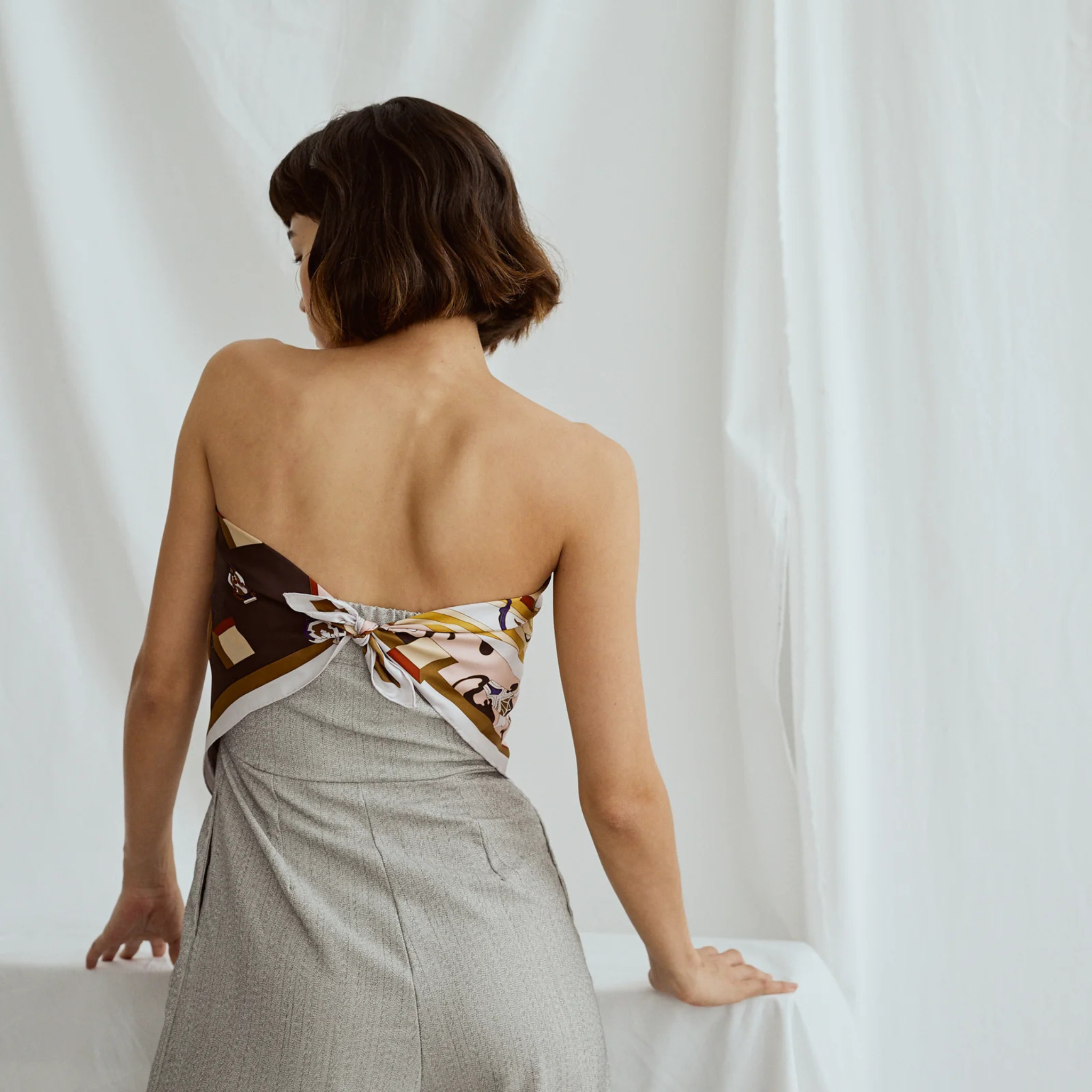 Linear Language Silk Bandana Scarf