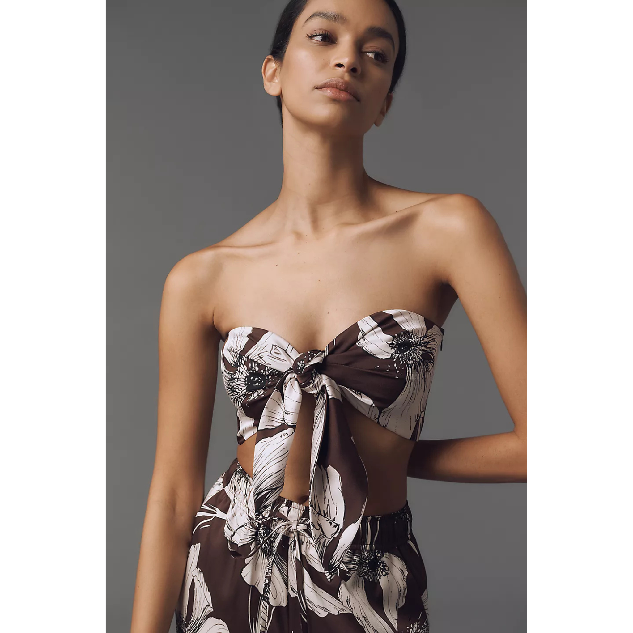 Bandeau Tie Front Cropped Top