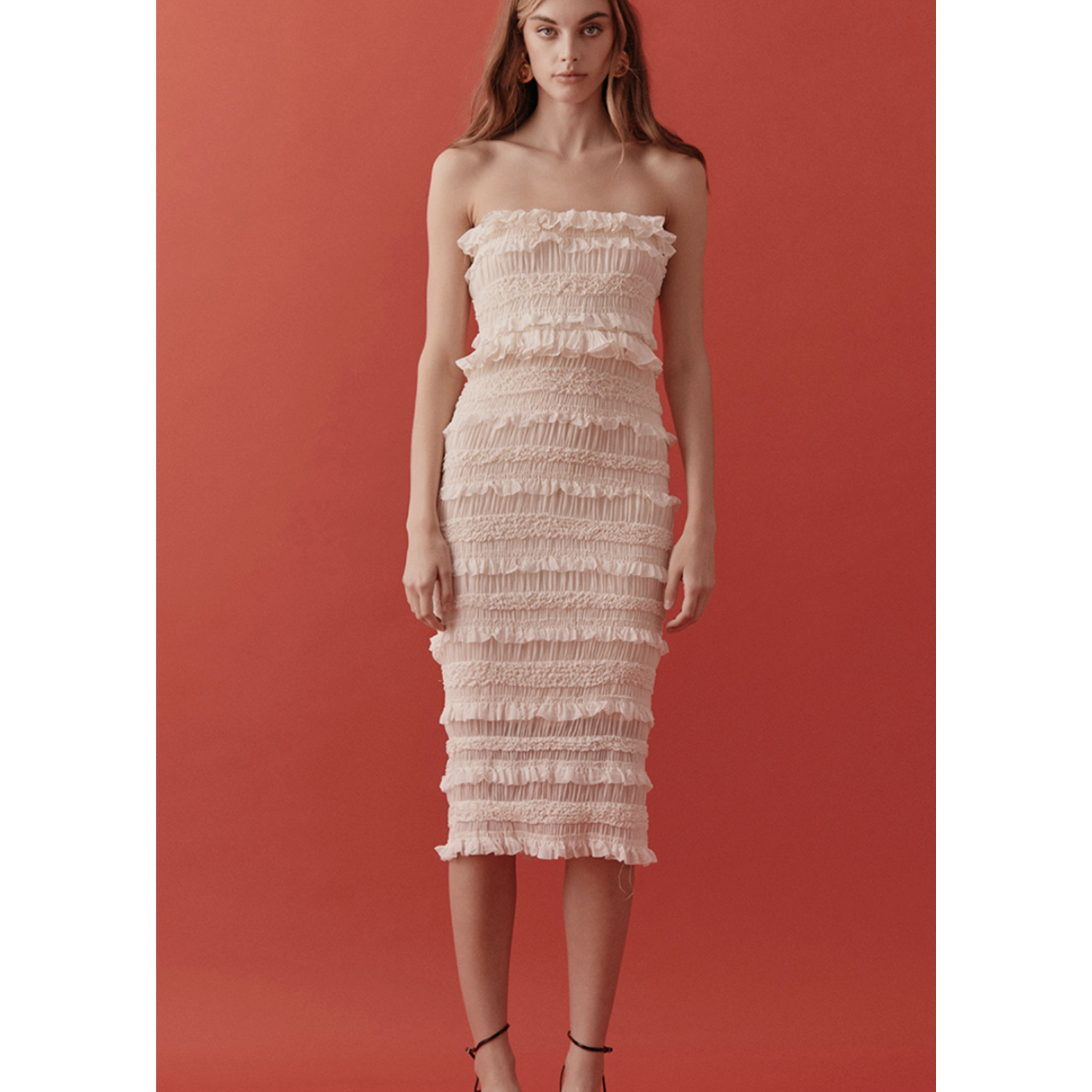 Maude Club Ruched Tube Midi