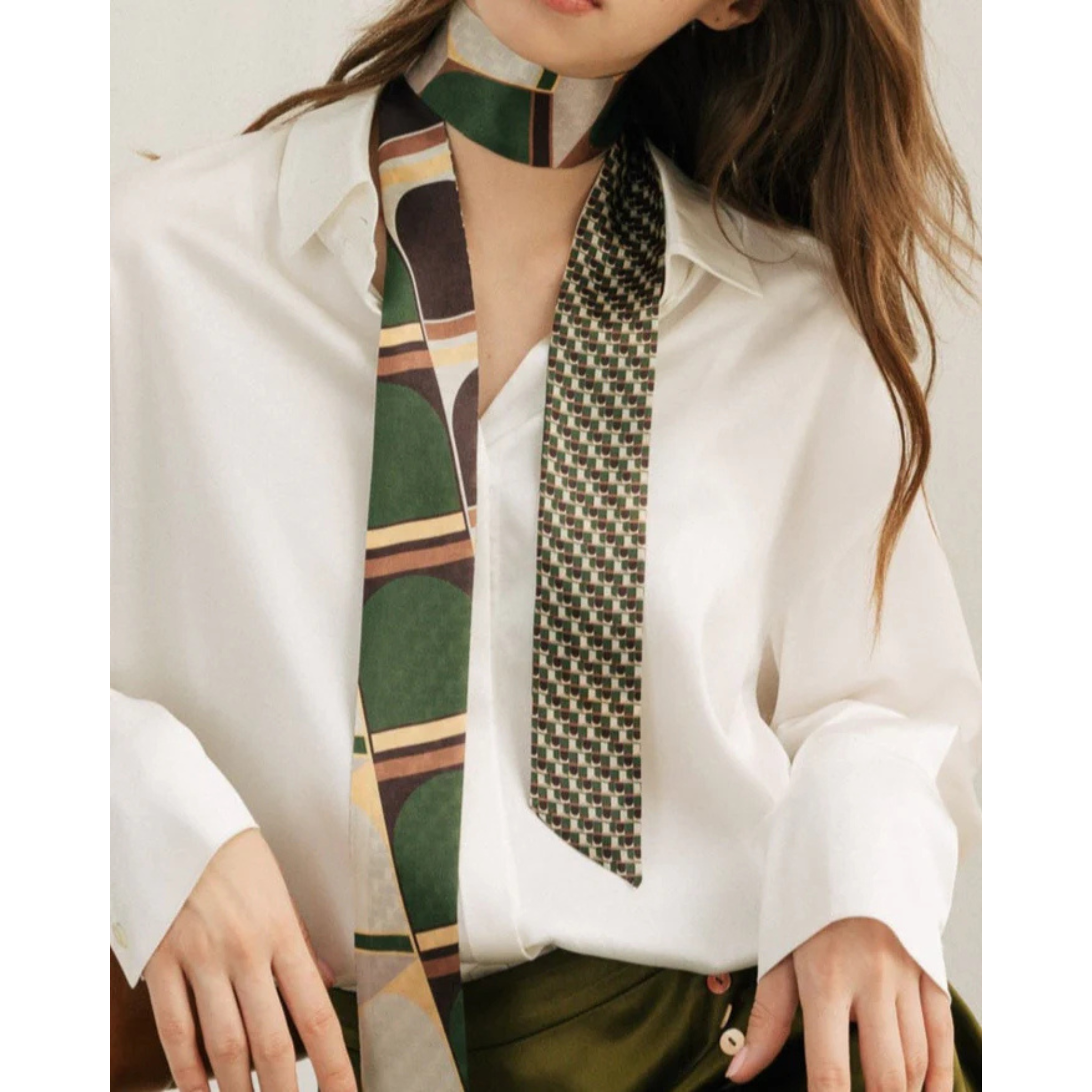 Modular Silk Skinny Scarf