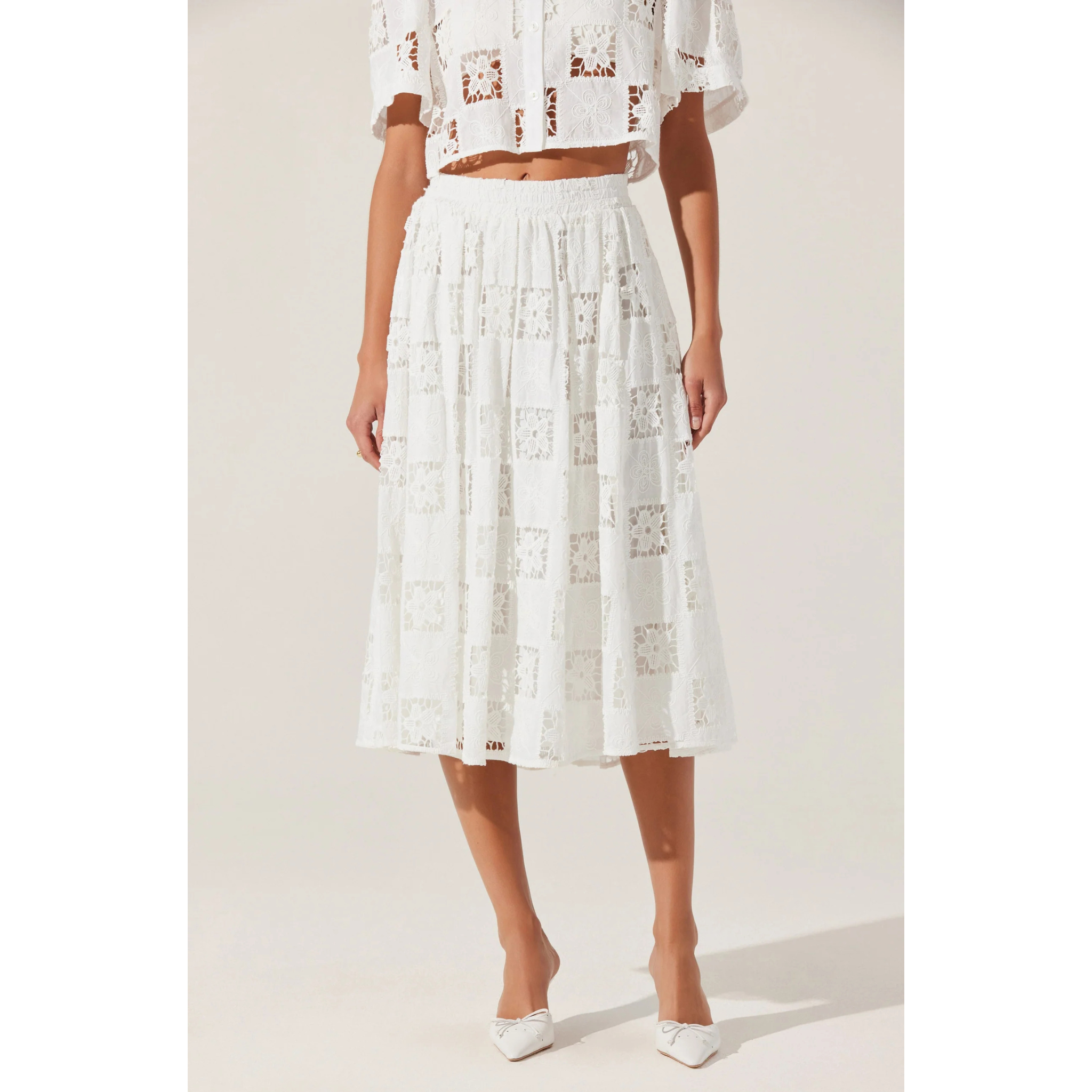 Andolina Crochet Lace Midi Skirt