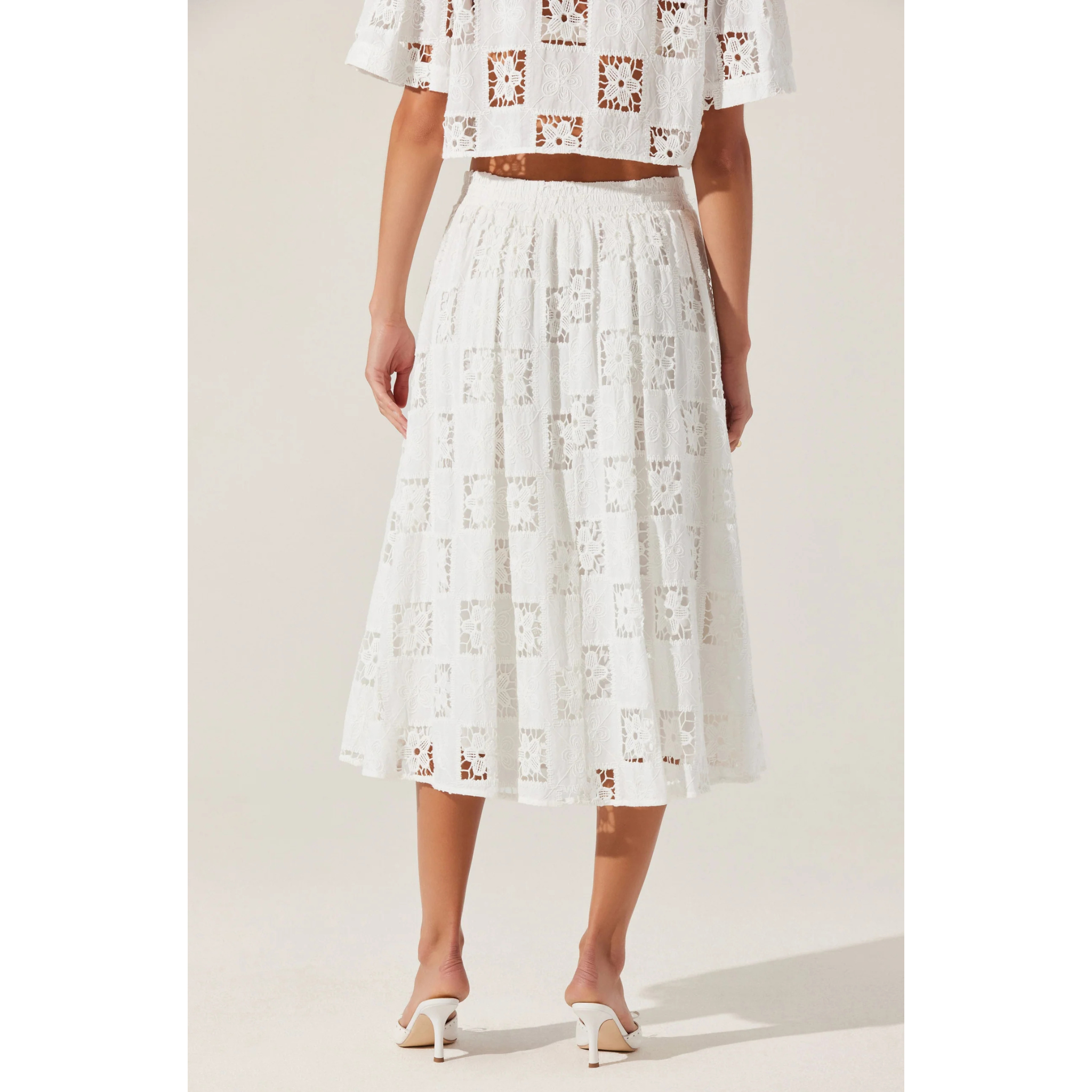 Andolina Crochet Lace Midi Skirt