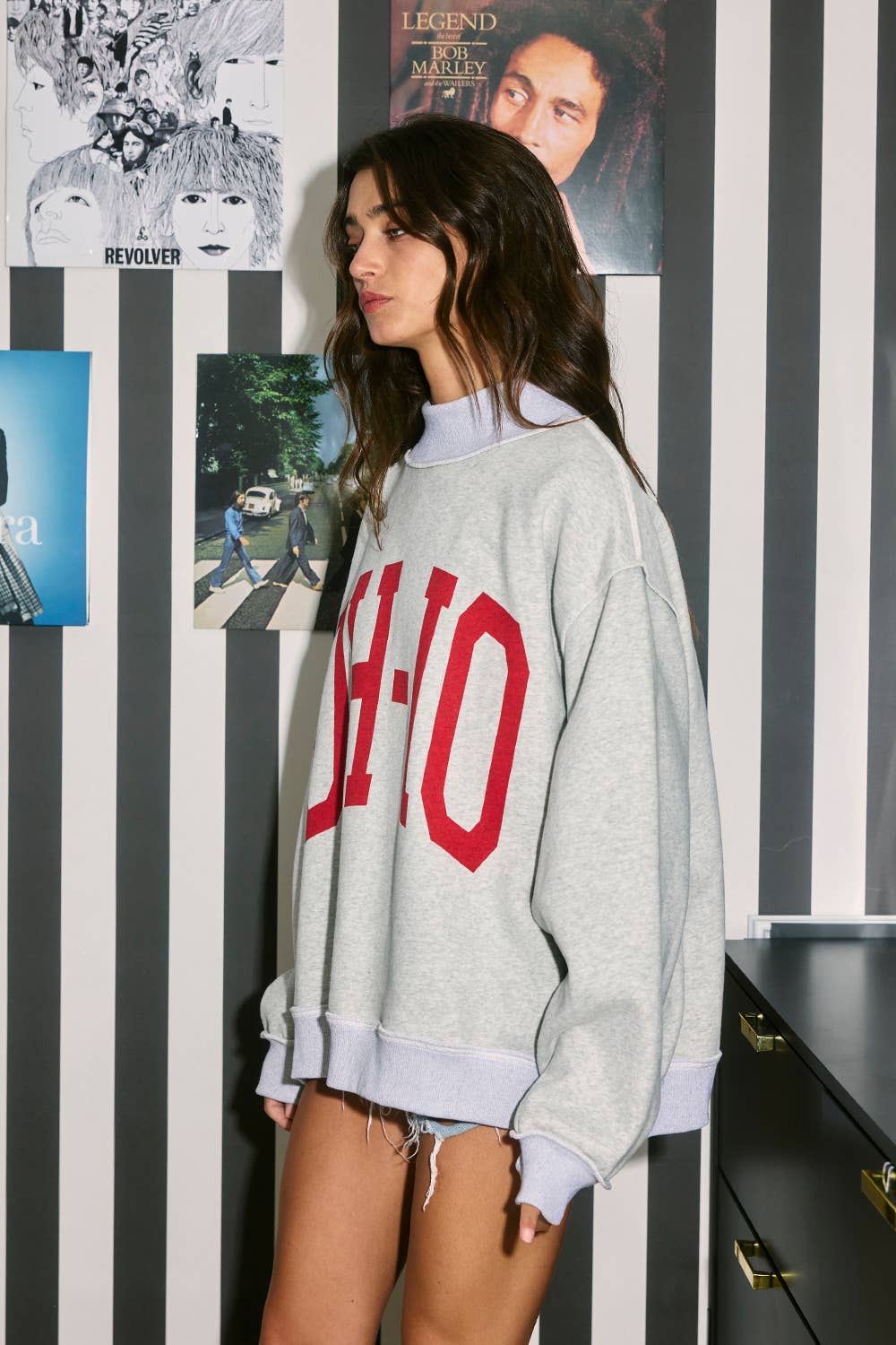 'OH-IO & OH' Reversible Mockneck Sweatshirt