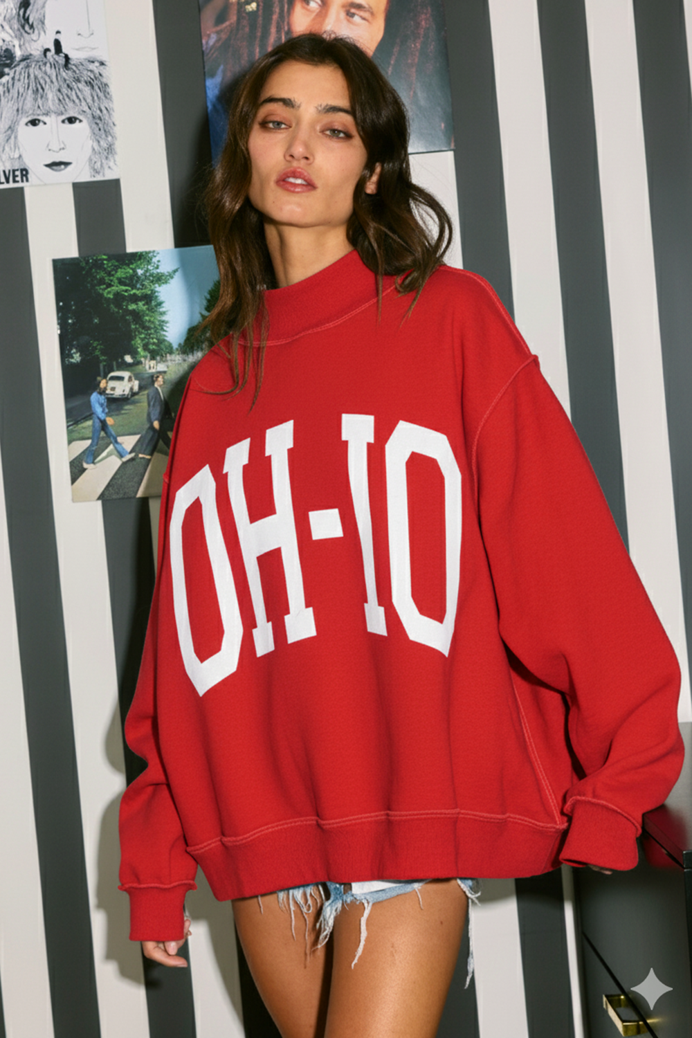 'OH-IO & OH' Reversible Mockneck Sweatshirt