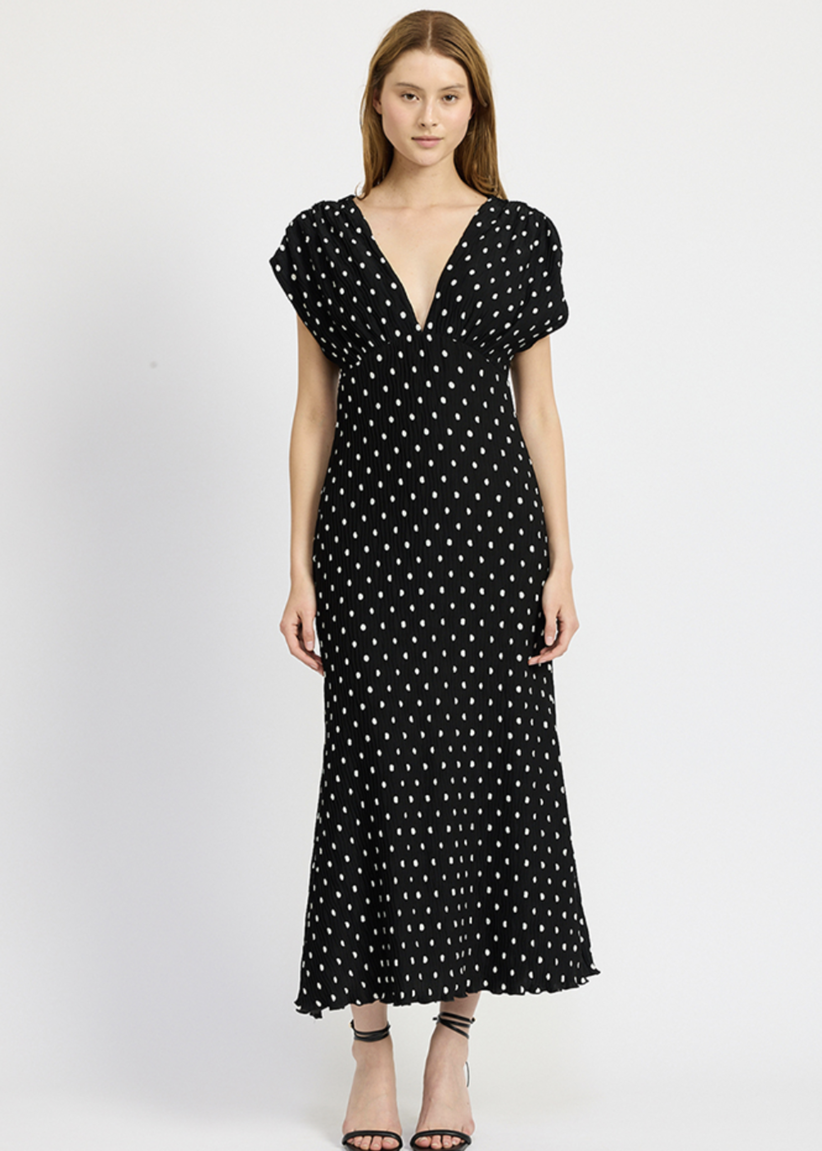 Wave Pleat Angel Maxi Dress