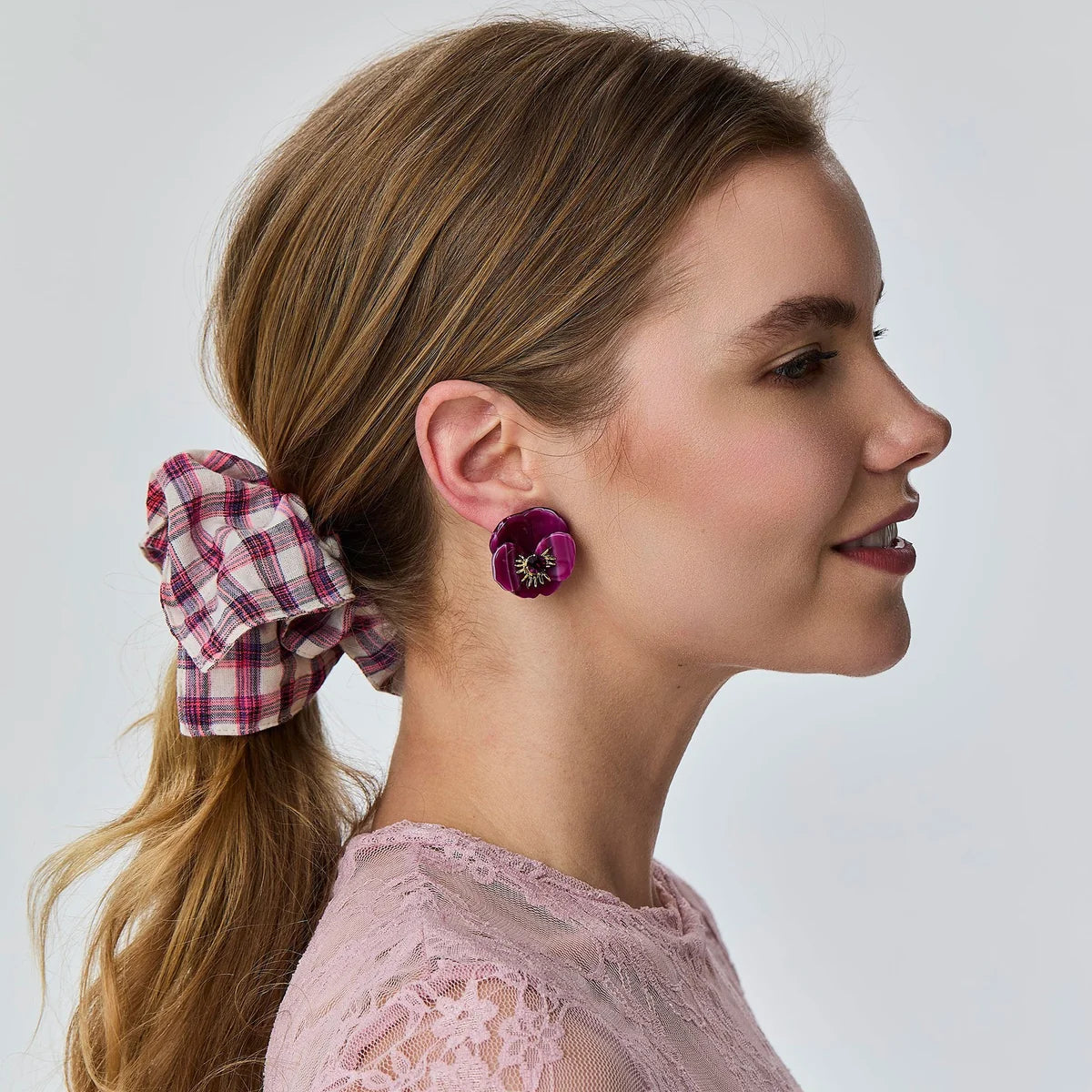 Wildberry Square Plaid Scrunchie