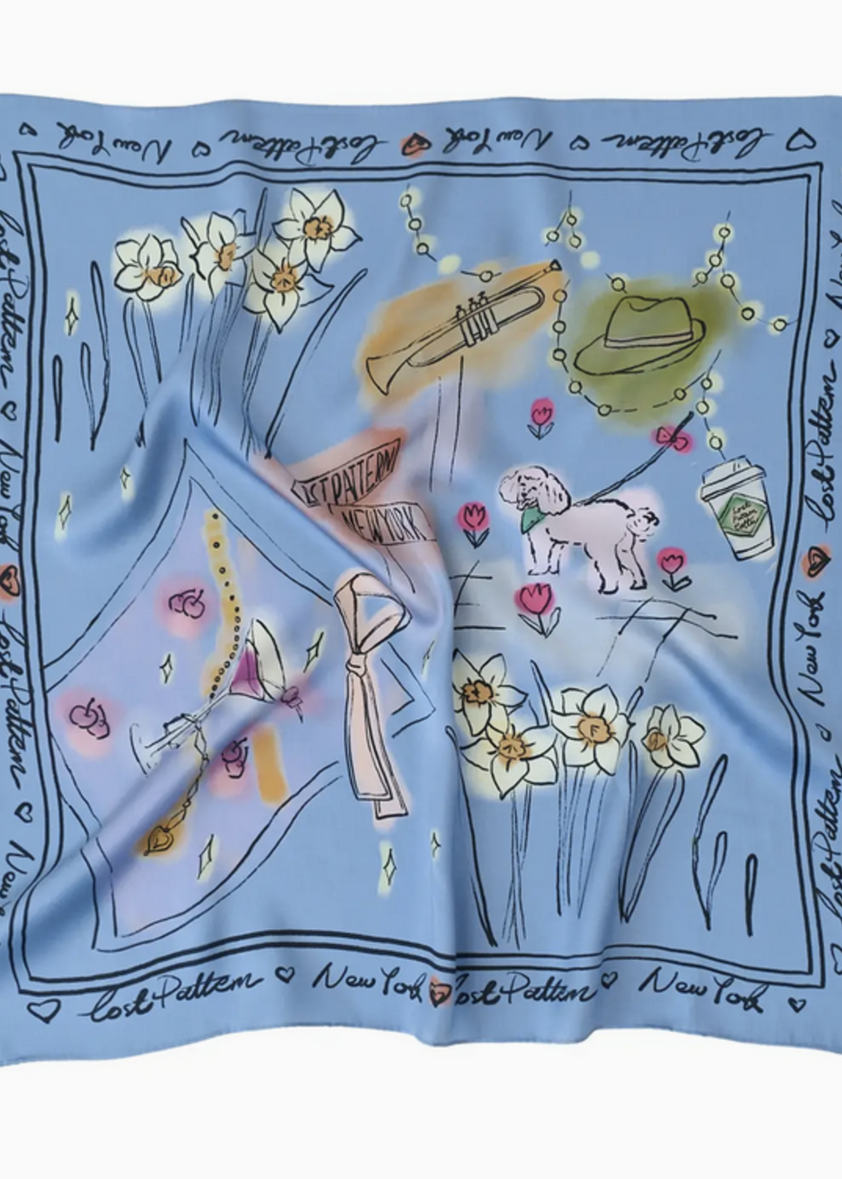 New York in Sketches Silk Scarf