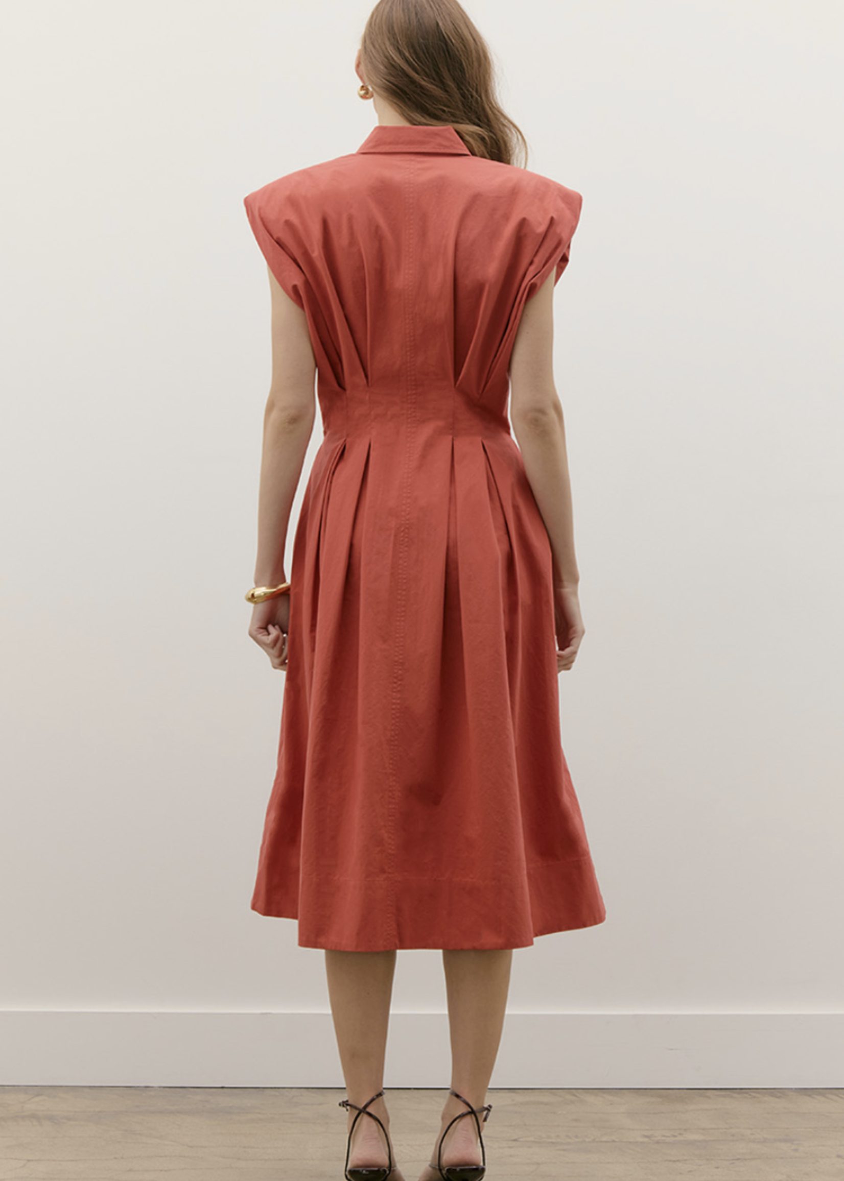 Maude Club Poplin Pleated Shirt Dress