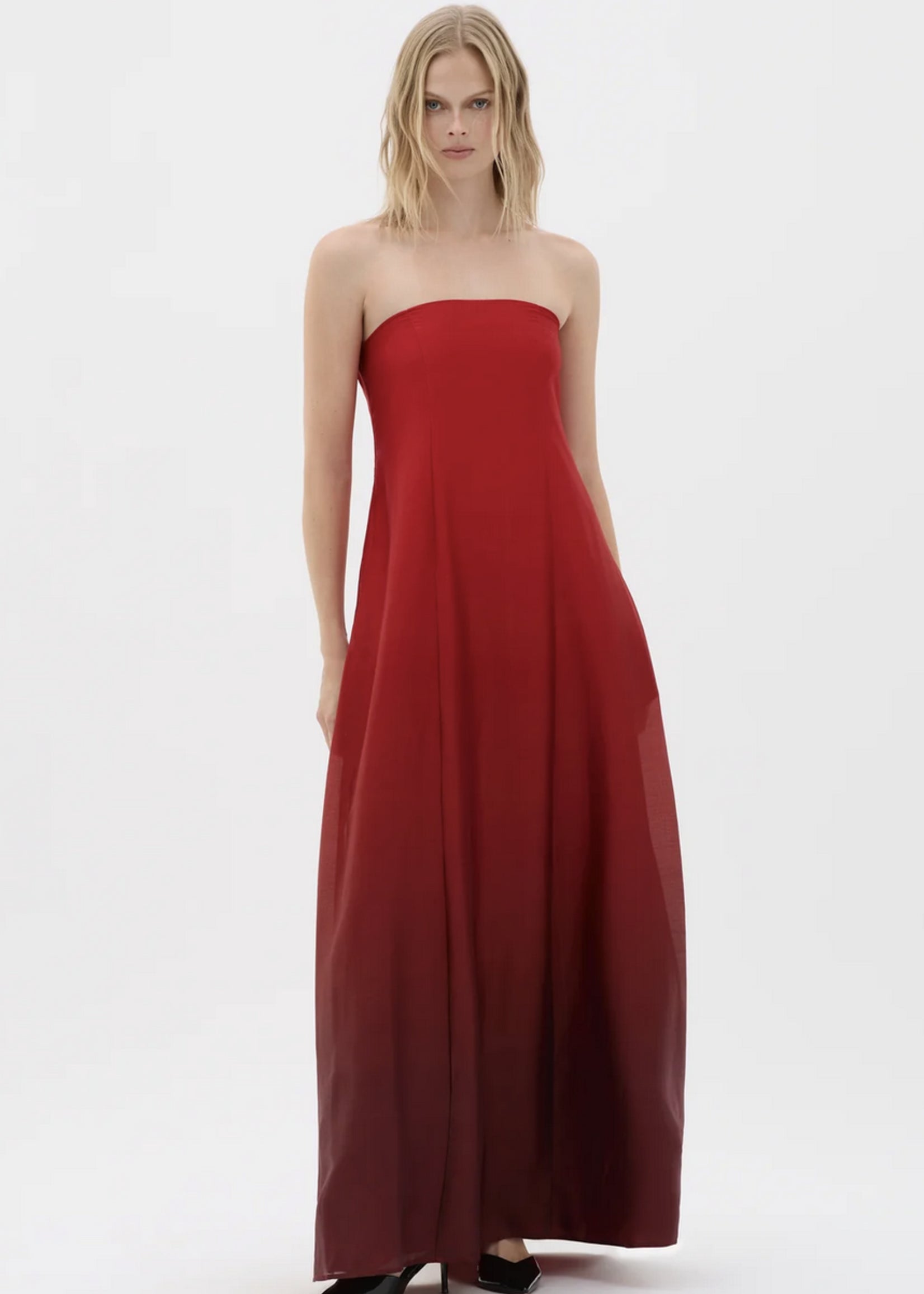 MUMA Ursa Strapless Maxi Dress Cherry X-Small