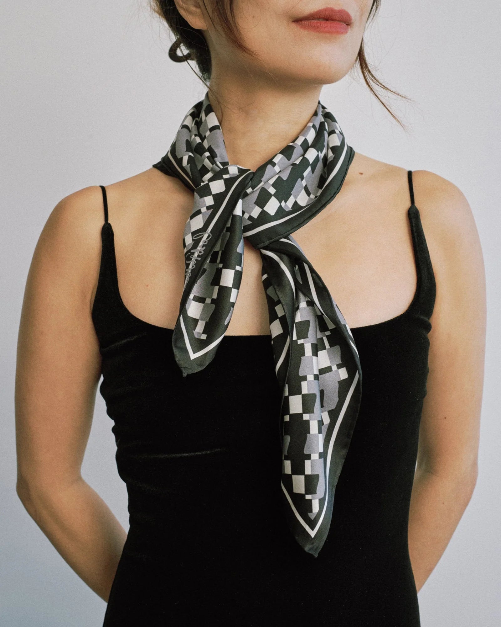Houndstooth Moderne Silk Bandana