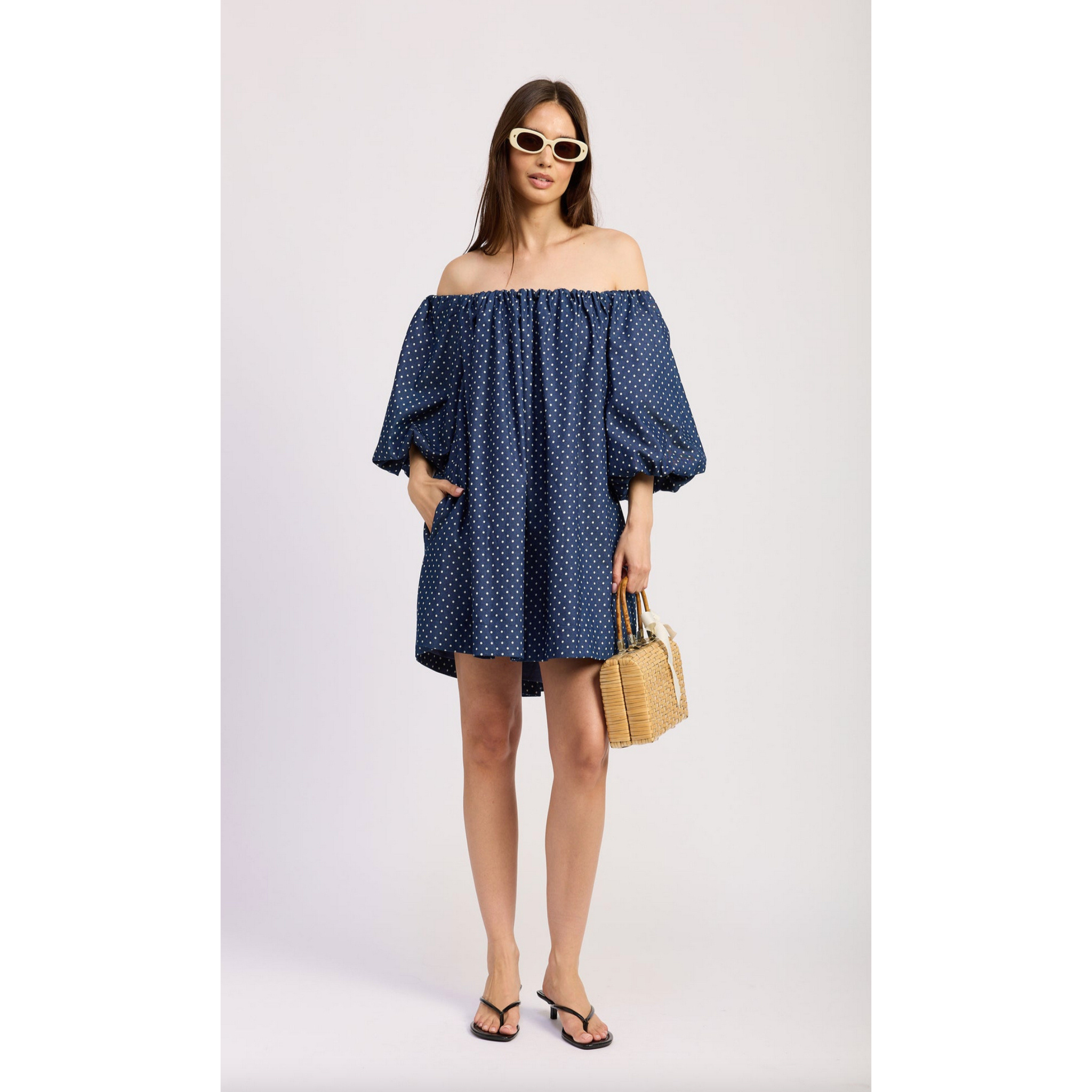 Bubble Sleeve Off Shoulder Mini Dress