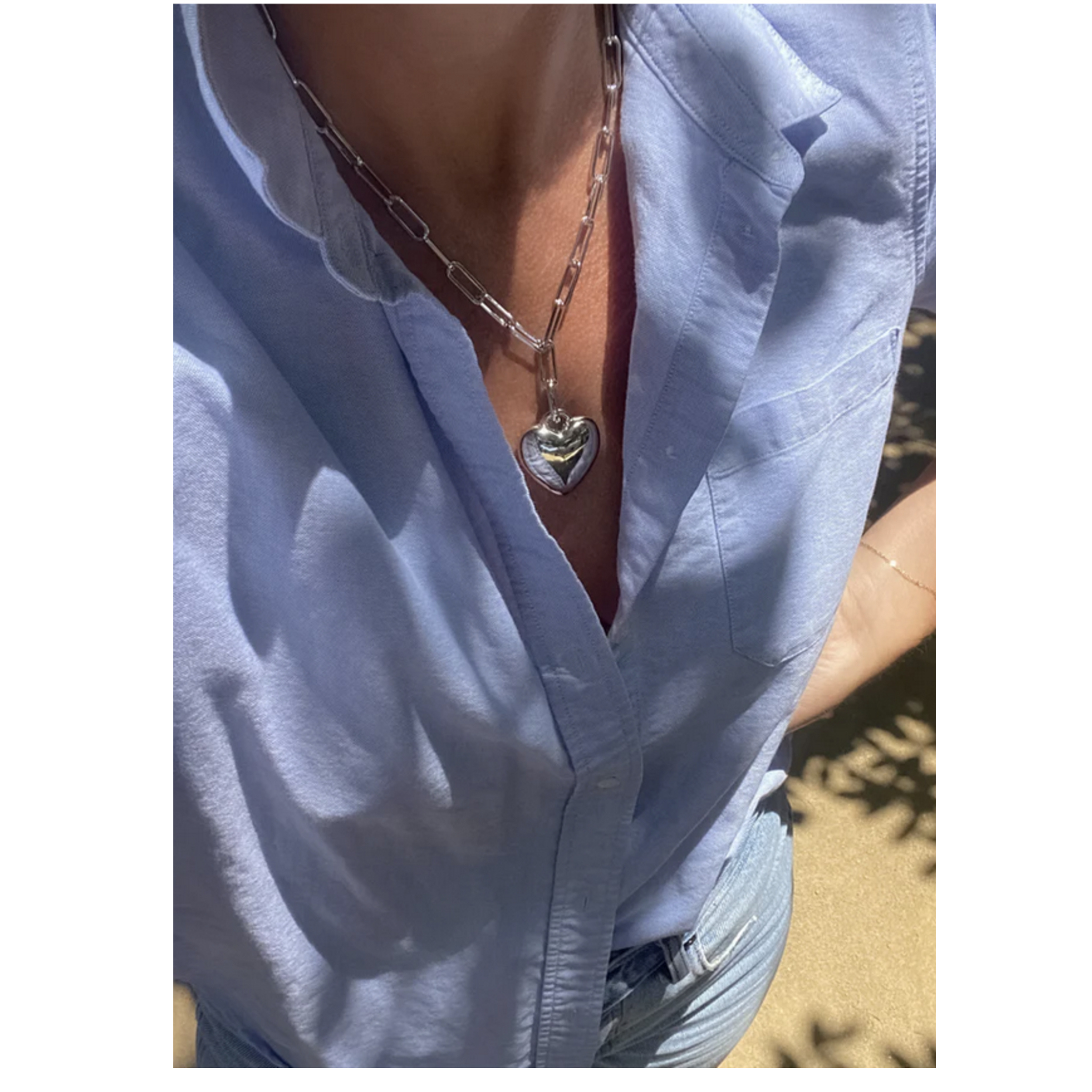 Aurelie Puffy Heart Link Necklace